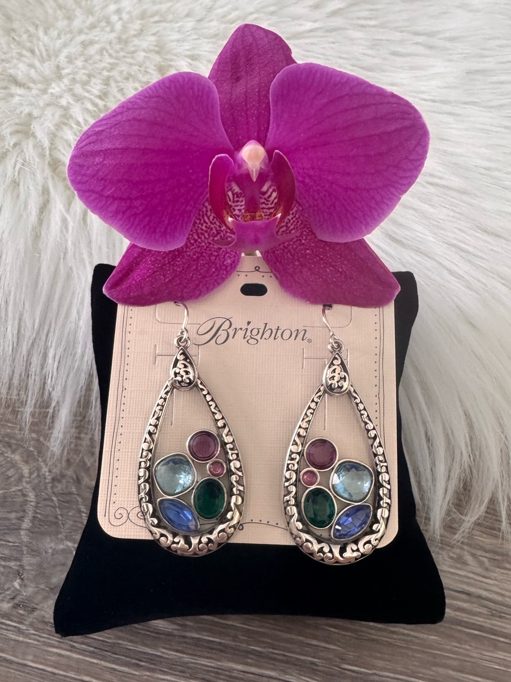 💗 BRIGHTON Retired Elora Gems Vitrail Hoop French Wire Earrings
